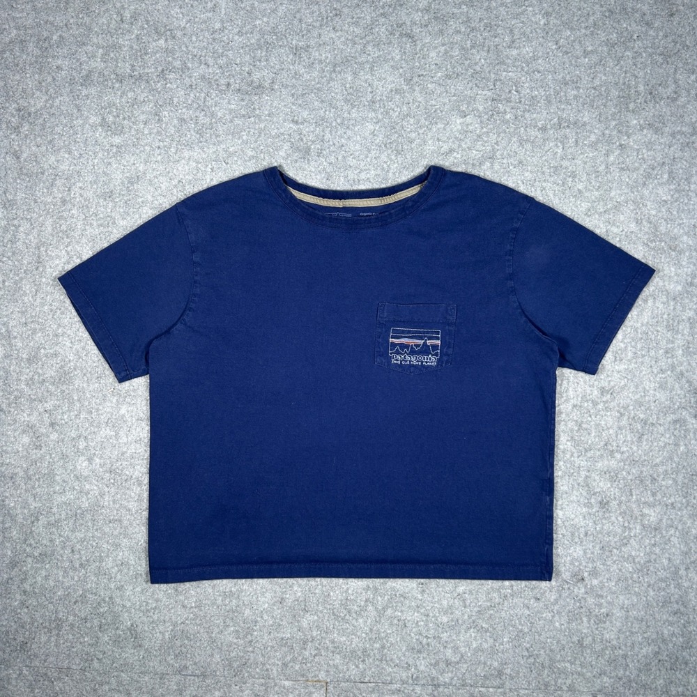 Patagonia T Shirt Mens Small Navy Blue Pocket Save Our Home Planet Organic‎ Tee